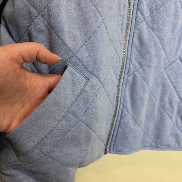 Bagatelle Jacket Women's 1X Chambray Blue Quilted Full Zip Oversized Boxy New - Picture 2 of 8